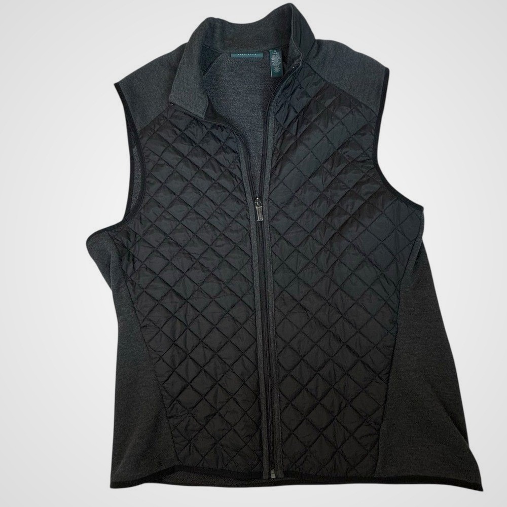 Perry Ellis Women's Quilted Pockets Black Vest‎ Size 16
